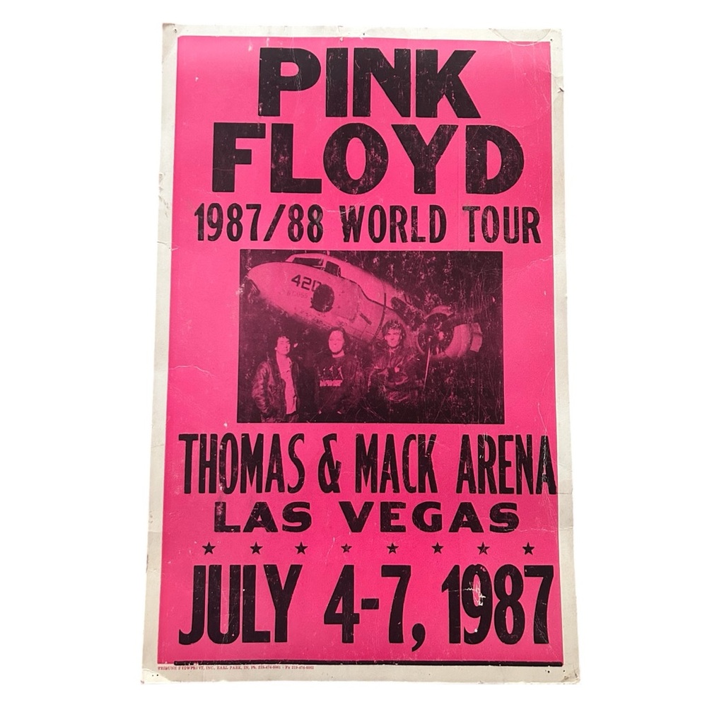 Original Pink Floyd 1987 Tour Promo Poster Pink & Black Heavy Stock Vegas 22x14